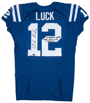 2014 Andrew Luck Game Used and Signed/Inscribed Indianapolis Colts Home Jersey (Panini LOA)